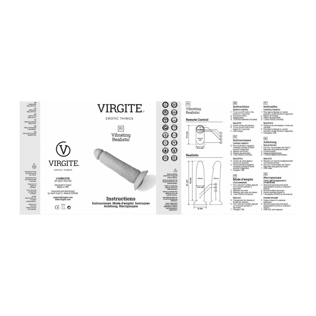 Realistlik vibraator Virgite 19 cm